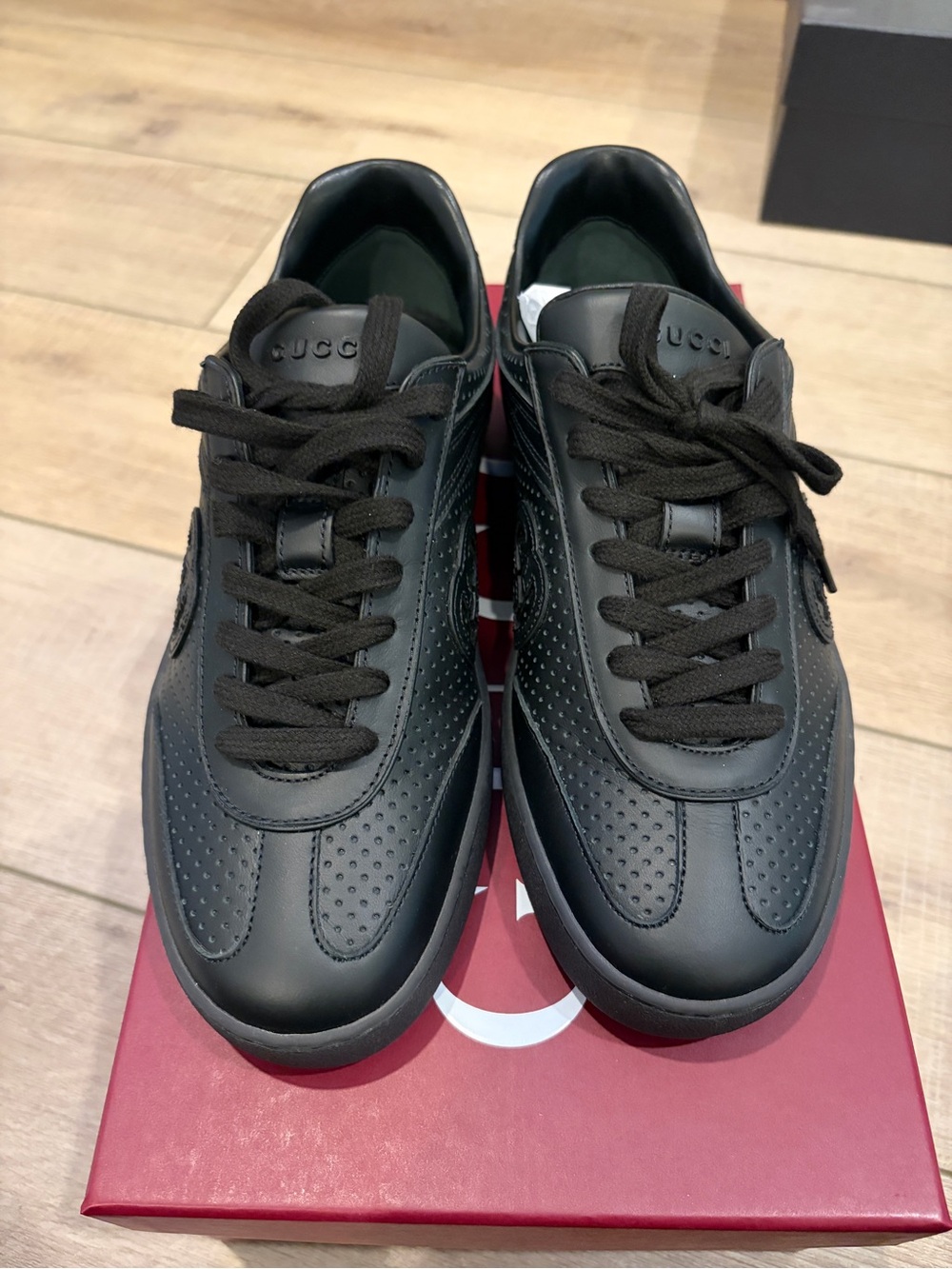 Gucci Black Perforated Leather Low-Top Sneakers